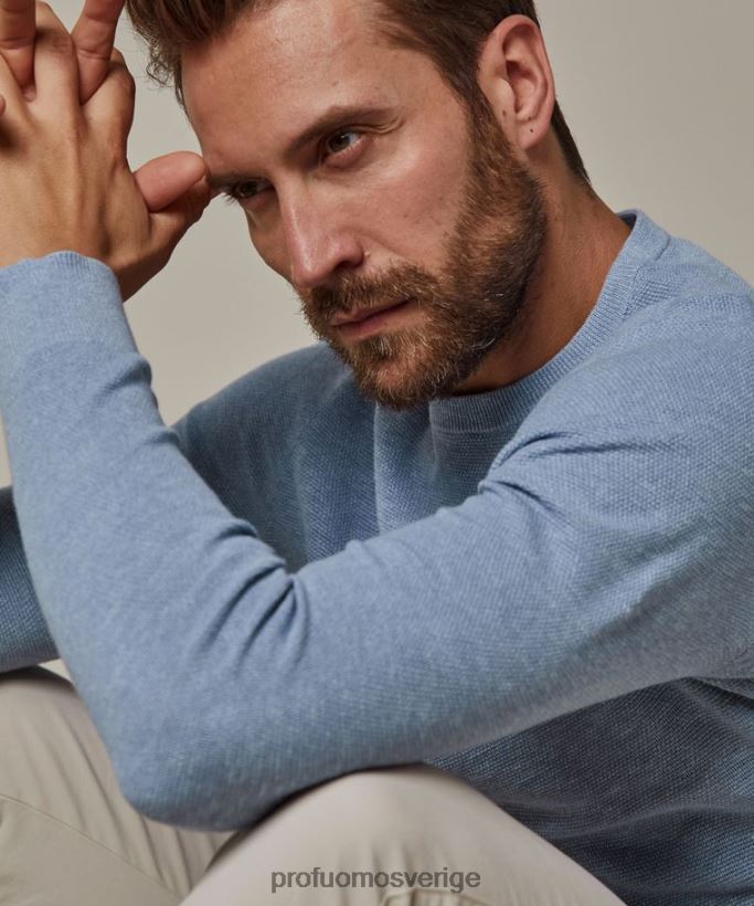 Kläder se Profuomo män crewneck ljusblå N8XR4306