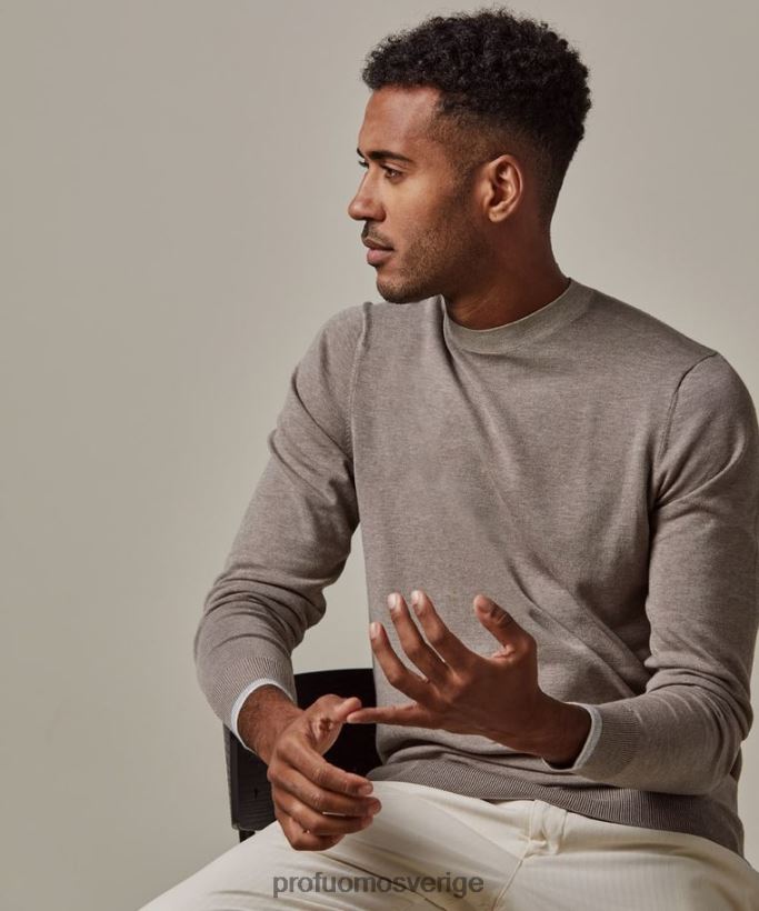 Kläder se Profuomo män melange crewneck brun N8XR4309