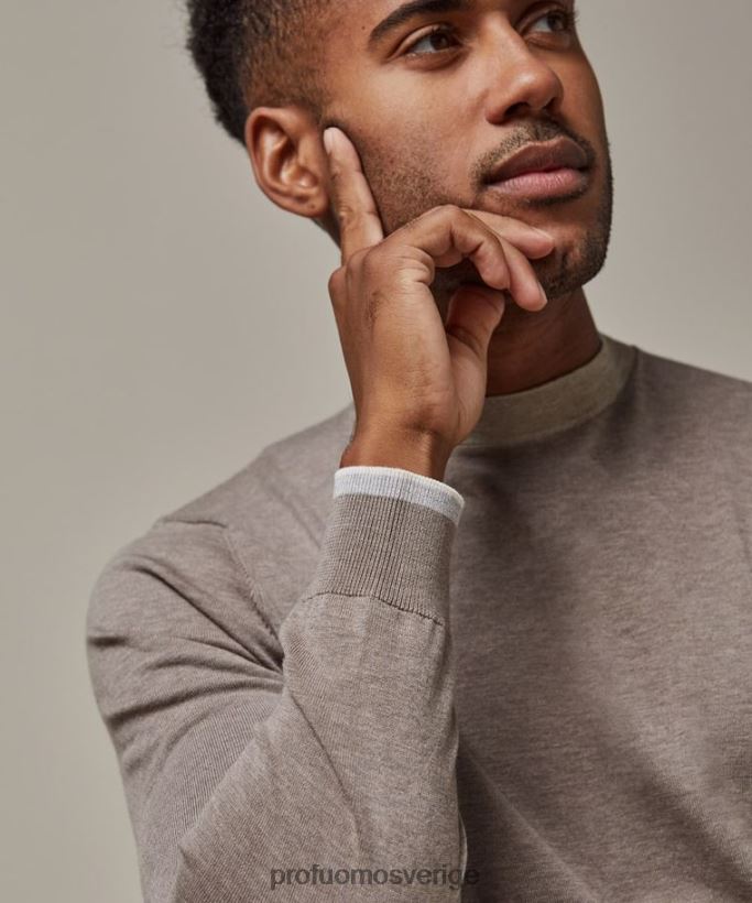 Kläder se Profuomo män melange crewneck brun N8XR4309