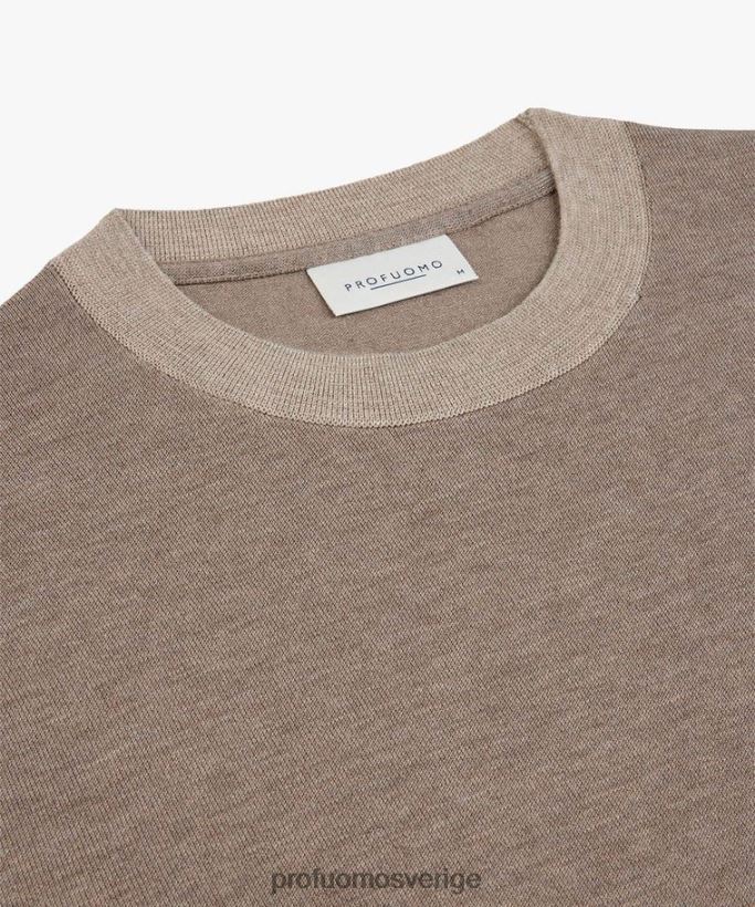 Kläder se Profuomo män melange crewneck brun N8XR4309