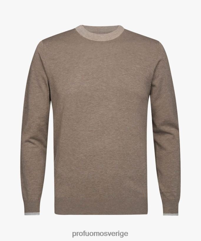 Kläder se Profuomo män melange crewneck brun N8XR4309