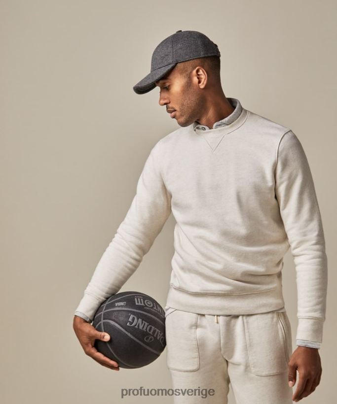 Kläder se Profuomo män melange crewneck tröja beige N8XR4297