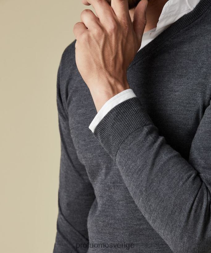 Kläder se Profuomo män merino v-ringad tröja anthra N8XR4304