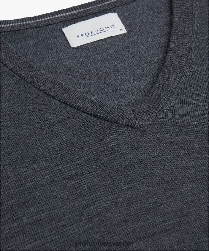 Kläder se Profuomo män merino v-ringad tröja anthra N8XR4304