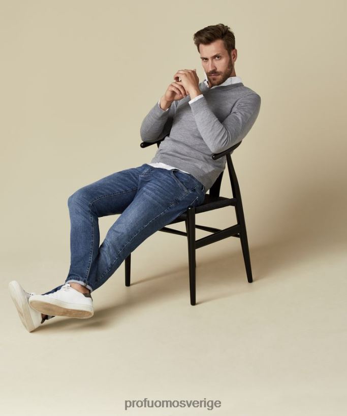 Kläder se Profuomo män merino v-ringad tröja grå N8XR4305