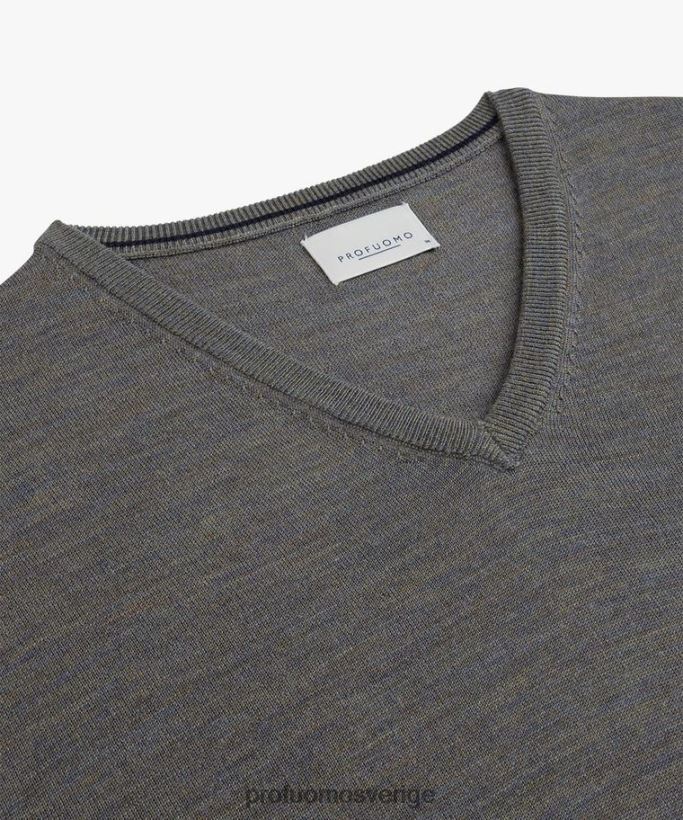 Kläder se Profuomo män merino v-ringad tröja grön N8XR4294