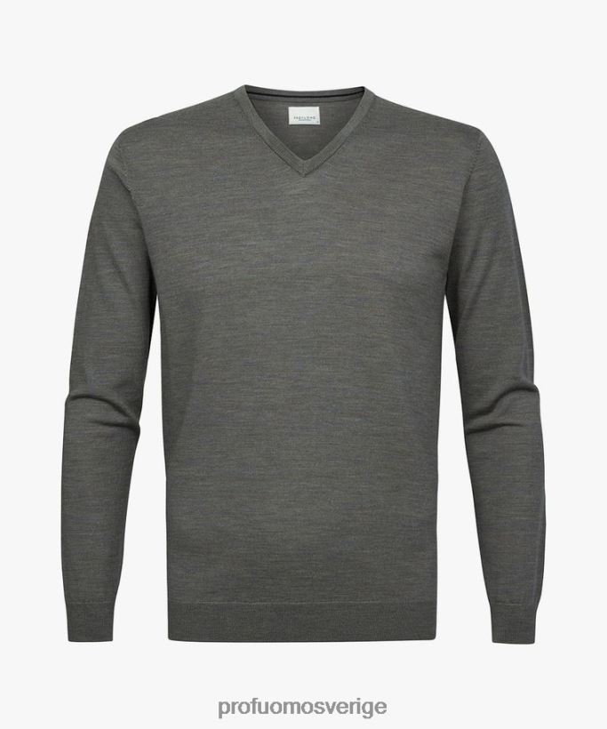 Kläder se Profuomo män merino v-ringad tröja grön N8XR4294