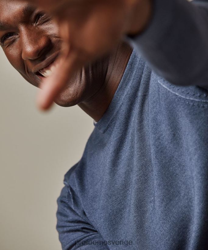 Kläder se Profuomo män merinosyrafärgad crewneck Marin N8XR4257