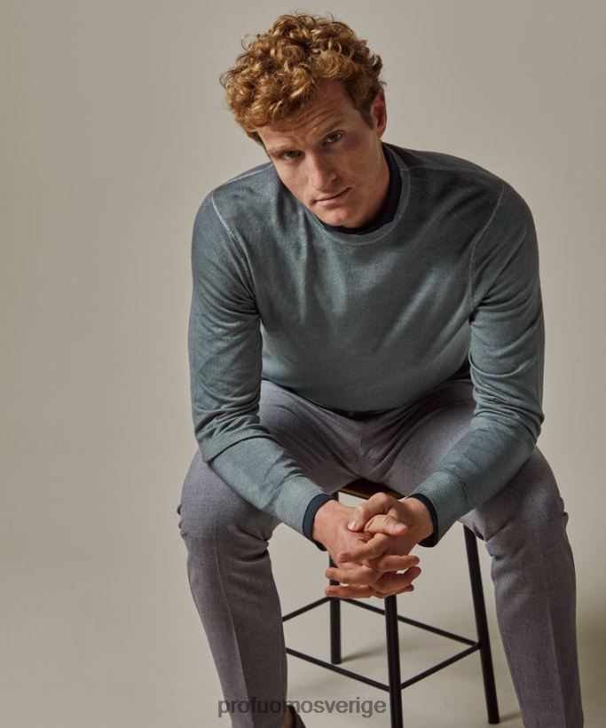 Kläder se Profuomo män merinosyrafärgad crewneck grön N8XR4261