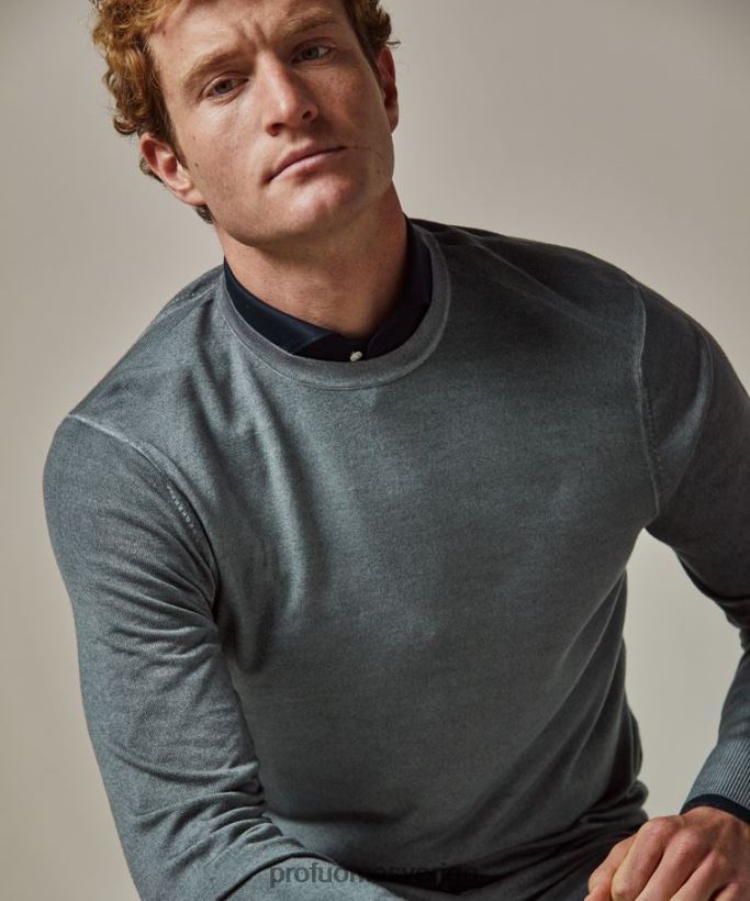 Kläder se Profuomo män merinosyrafärgad crewneck grön N8XR4261