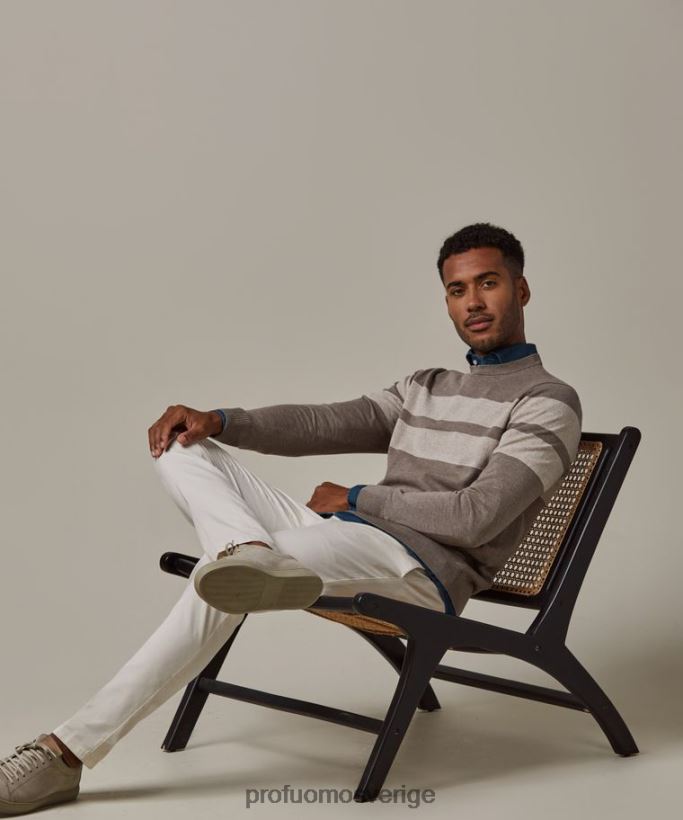 Kläder se Profuomo män randig crewneck brun N8XR4231