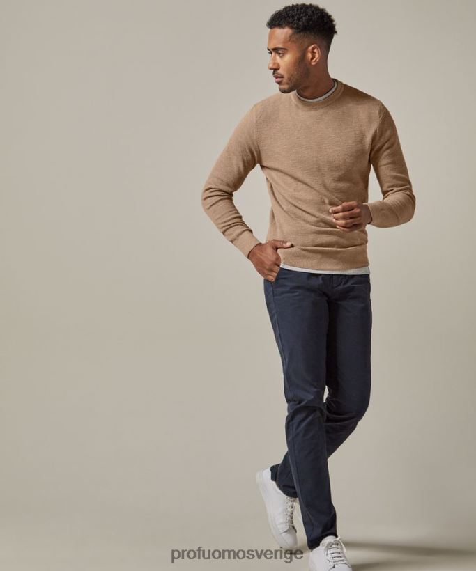 Kläder se Profuomo män texturerad crewneck beige N8XR4246