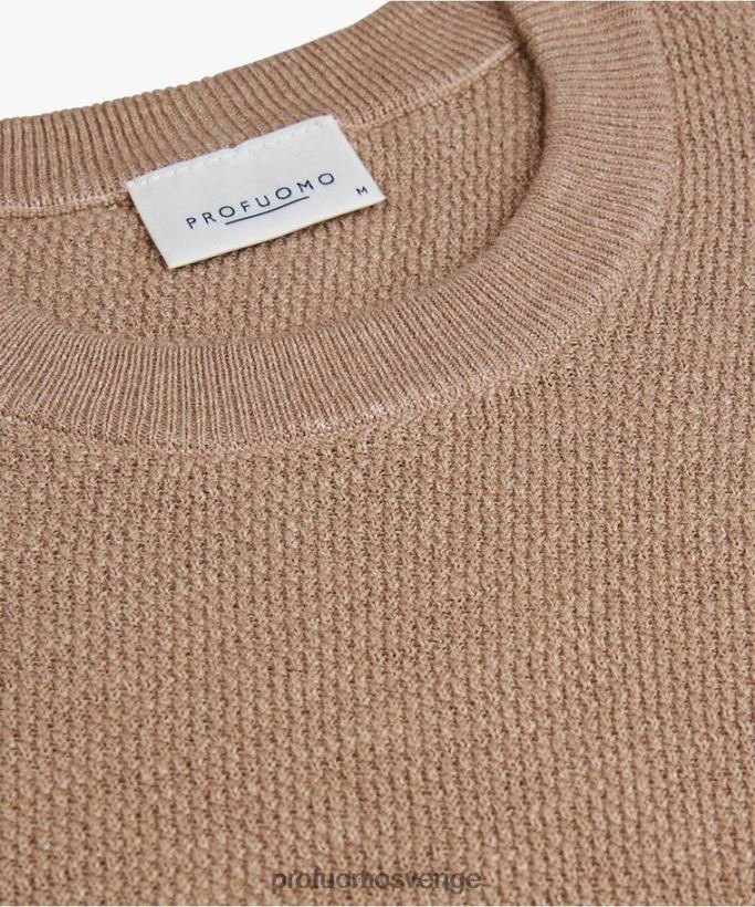 Kläder se Profuomo män texturerad crewneck beige N8XR4246