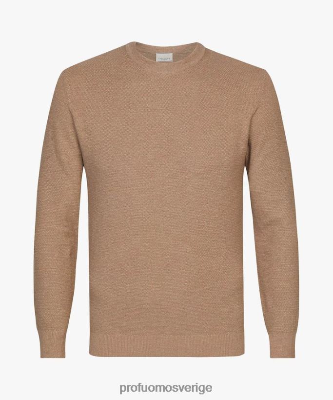 Kläder se Profuomo män texturerad crewneck beige N8XR4246