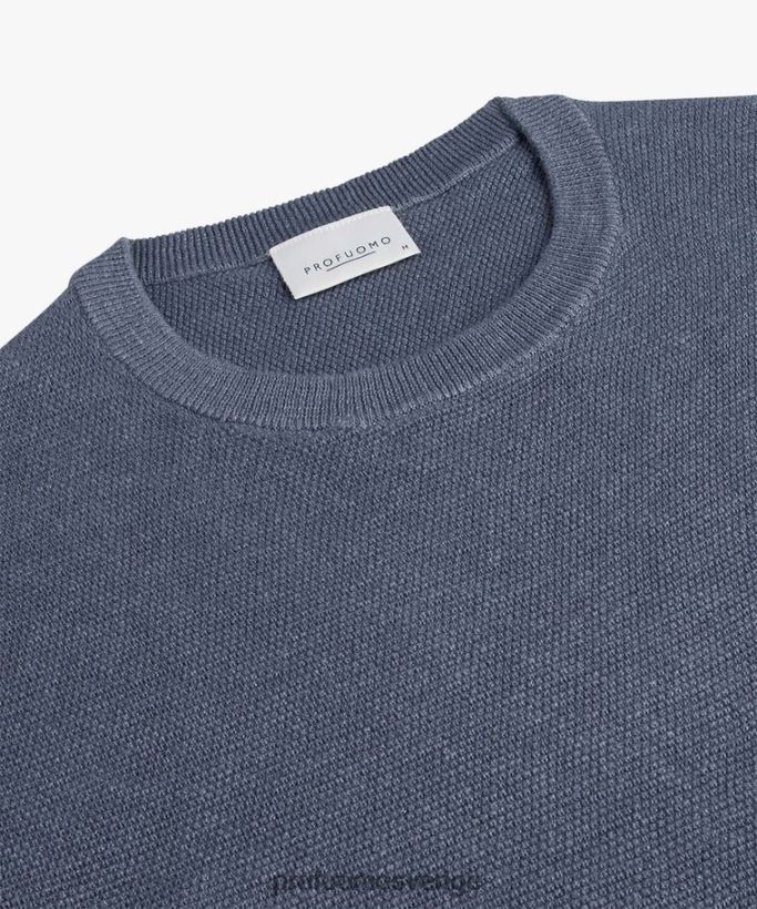 Kläder se Profuomo män texturerad crewneck blå N8XR4248