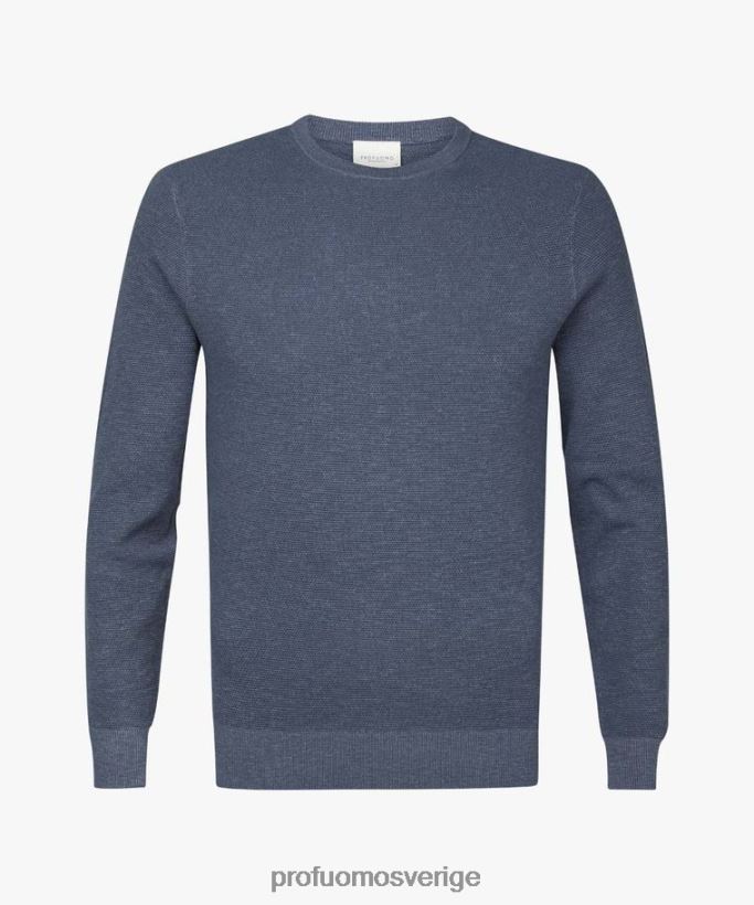 Kläder se Profuomo män texturerad crewneck blå N8XR4248