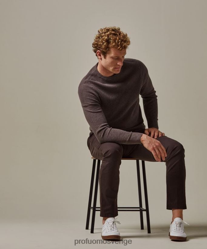 Kläder se Profuomo män texturerad crewneck brun N8XR4247