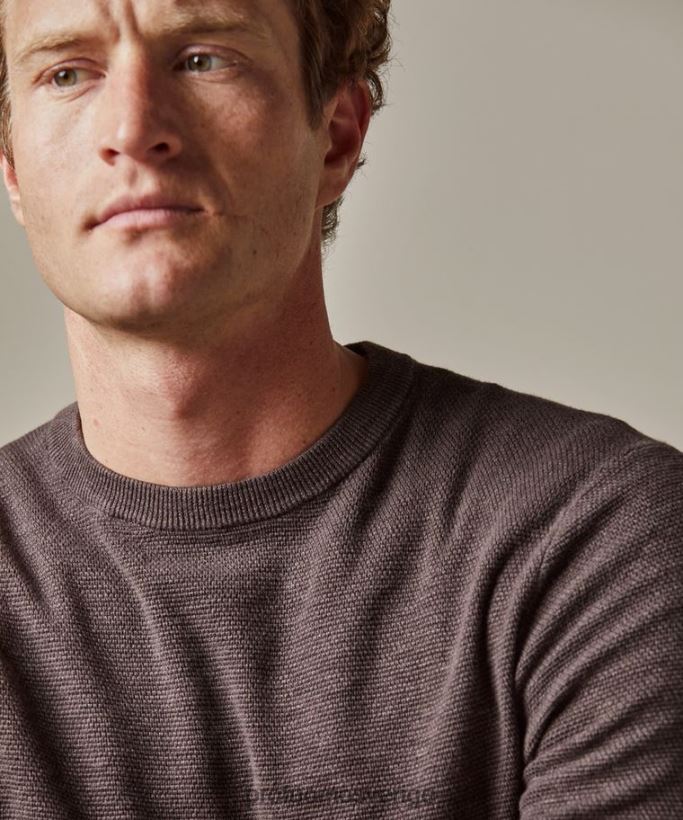 Kläder se Profuomo män texturerad crewneck brun N8XR4247