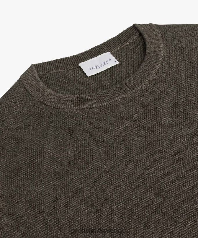 Kläder se Profuomo män texturerad crewneck brun N8XR4247