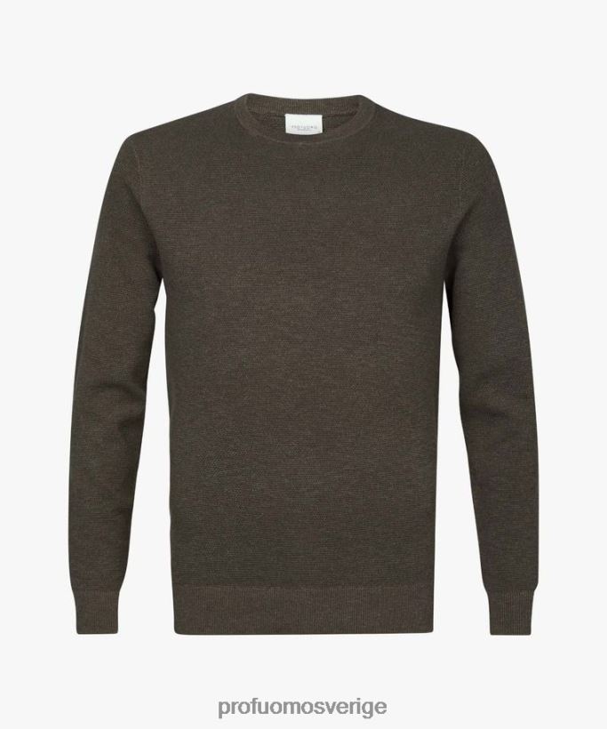 Kläder se Profuomo män texturerad crewneck brun N8XR4247