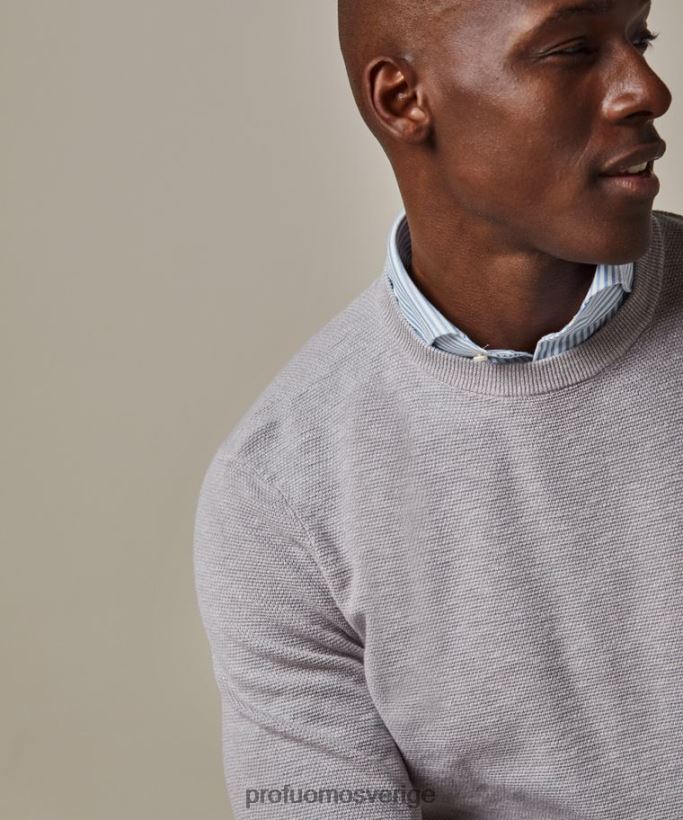 Kläder se Profuomo män texturerad crewneck grå N8XR4249