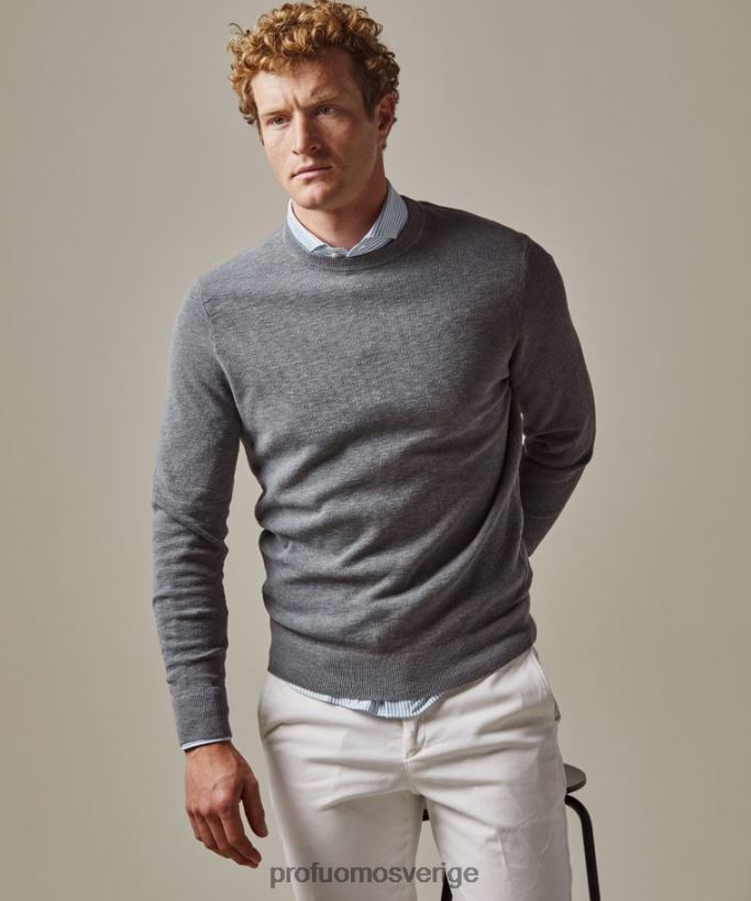 Kläder se Profuomo män texturerad crewneck grön N8XR4251