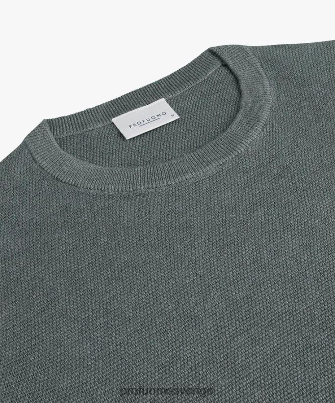 Kläder se Profuomo män texturerad crewneck grön N8XR4251