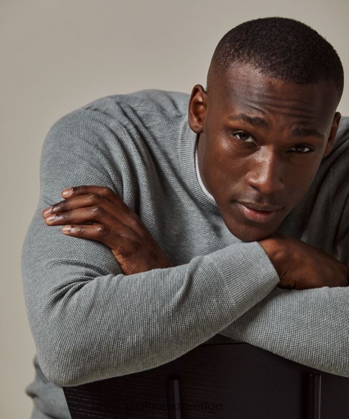 Kläder se Profuomo män texturerad crewneck ljusgrön N8XR4250