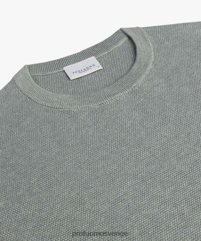 Kläder se Profuomo män texturerad crewneck ljusgrön N8XR4250