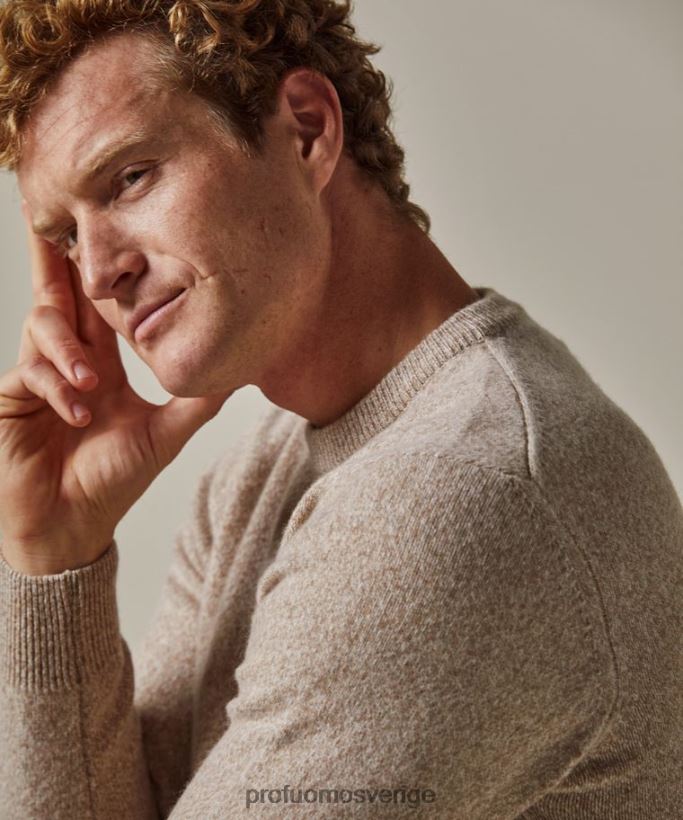 Kläder se Profuomo män ull crewneck beige N8XR4275