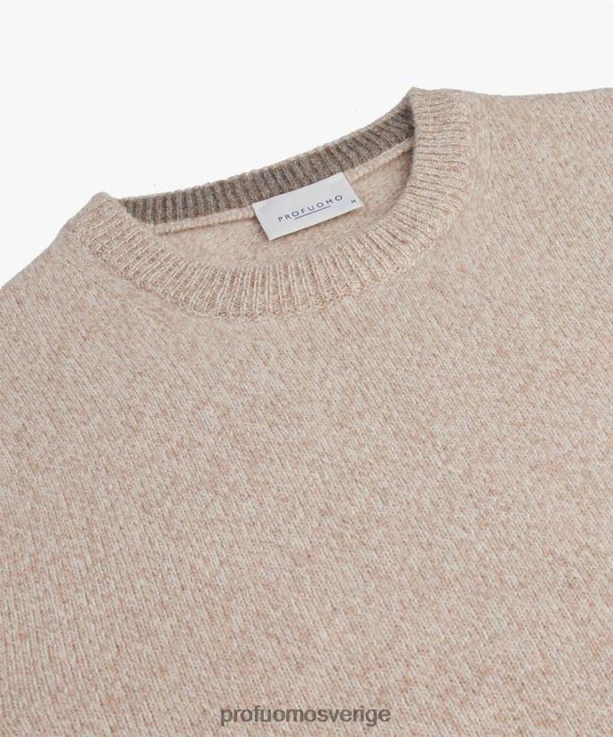 Kläder se Profuomo män ull crewneck beige N8XR4275