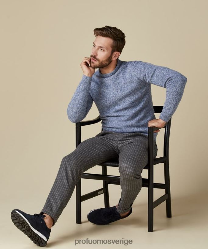 Kläder se Profuomo män ull crewneck blå N8XR4276