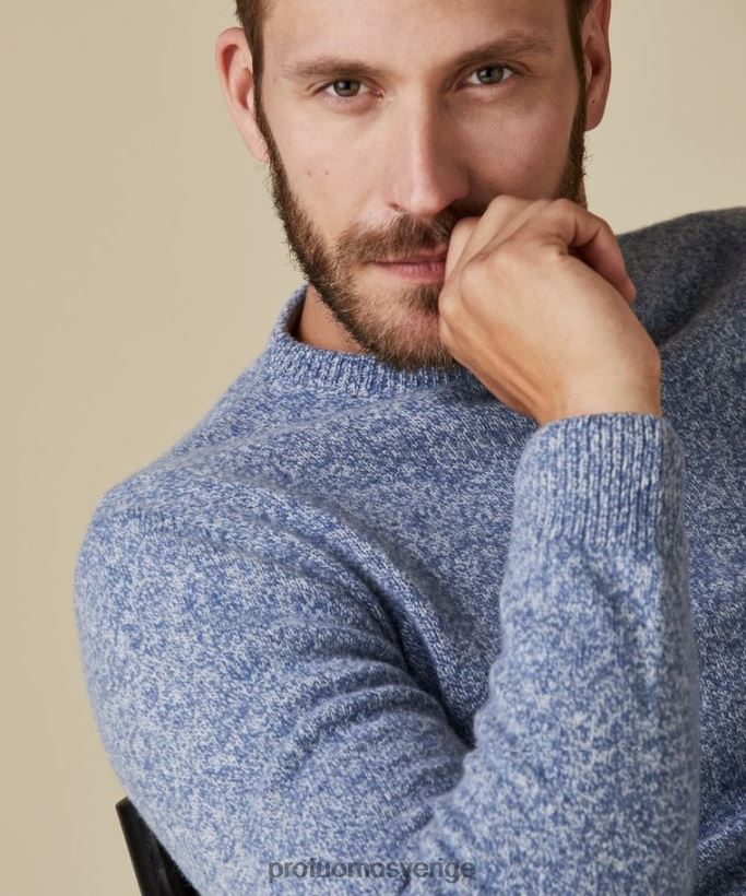 Kläder se Profuomo män ull crewneck blå N8XR4276
