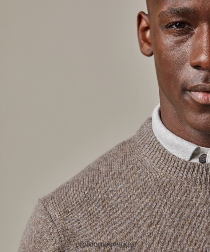 Kläder se Profuomo män ull crewneck brun N8XR4277