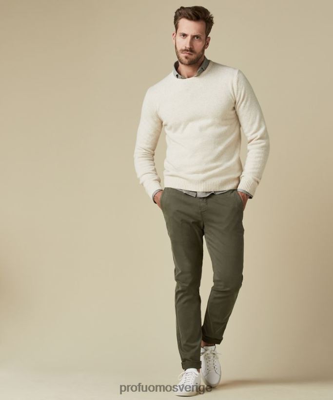 Kläder se Profuomo män ull crewneck off-white N8XR4278