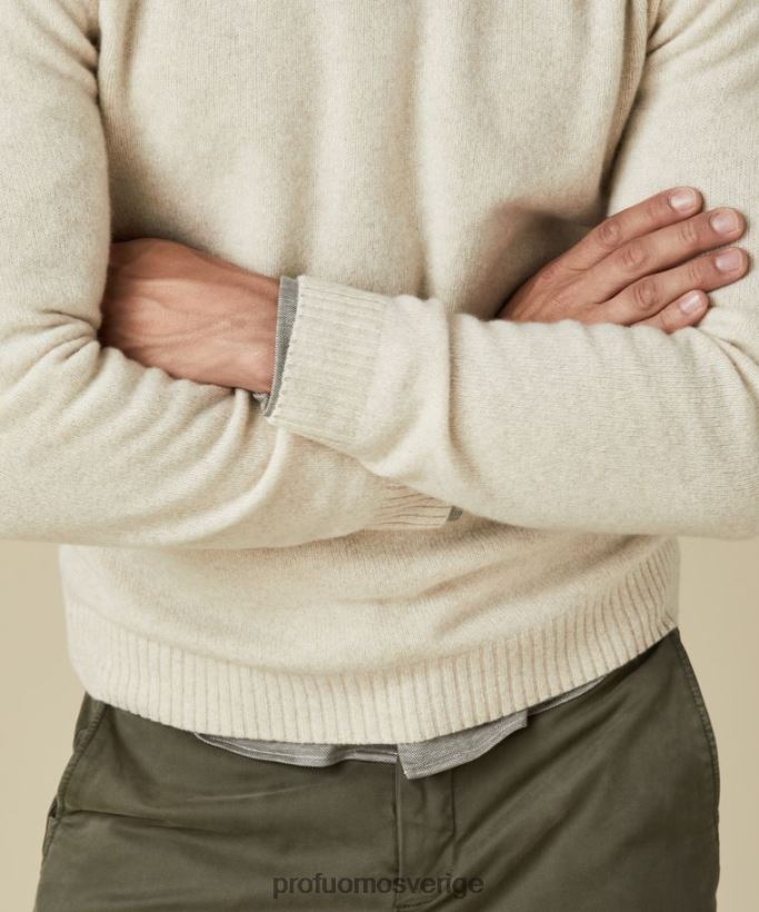 Kläder se Profuomo män ull crewneck off-white N8XR4278