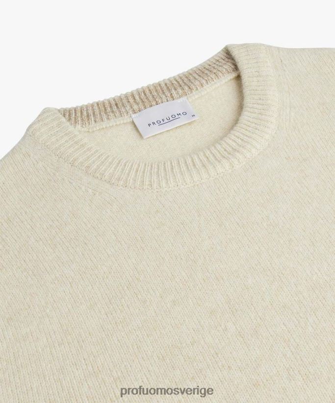 Kläder se Profuomo män ull crewneck off-white N8XR4278