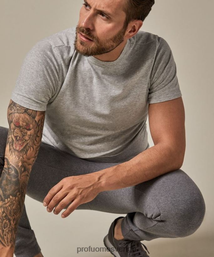 Kläder se Profuomo män melerad t-shirt grå N8XR4216
