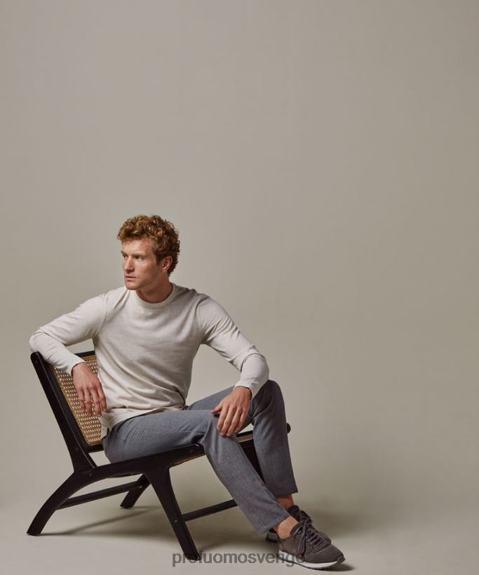 Kläder se Profuomo män melerad långärmad t-shirt beige N8XR4220