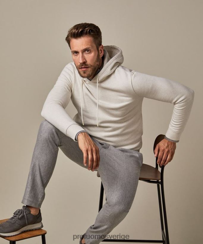 Kläder se Profuomo män melerad hoodie beige N8XR4299