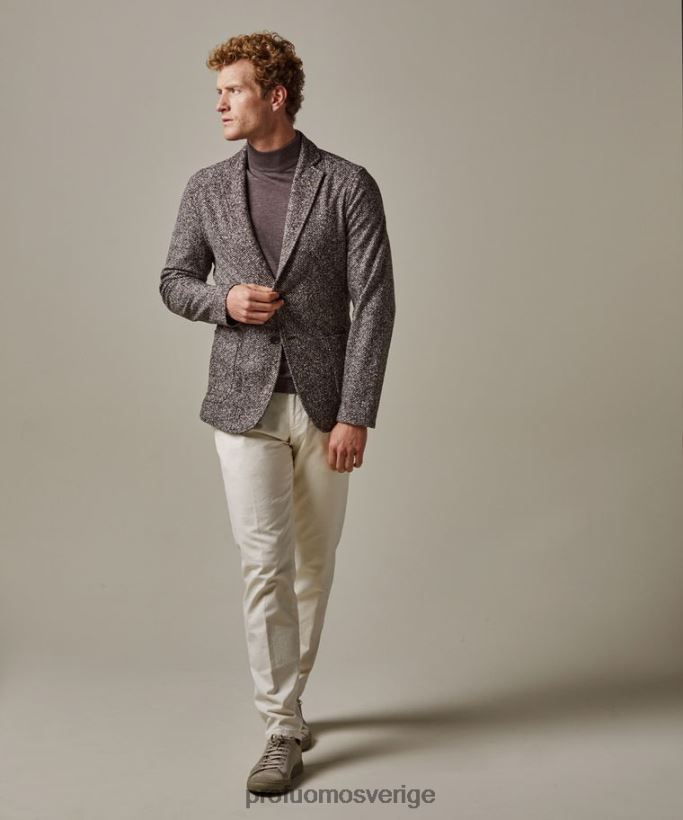 Kläder se Profuomo män fiskbensstickad jacka brun N8XR4416