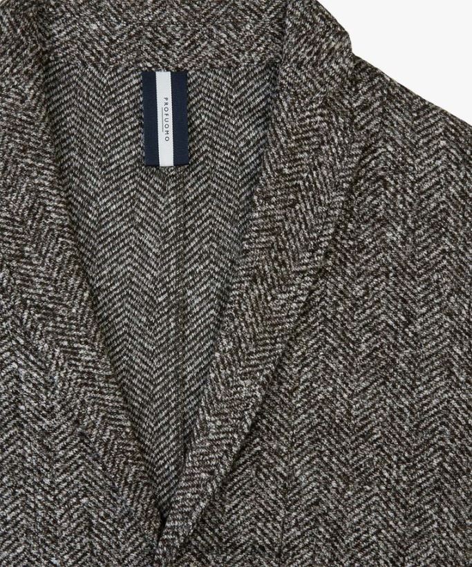 Kläder se Profuomo män fiskbensstickad jacka brun N8XR4416