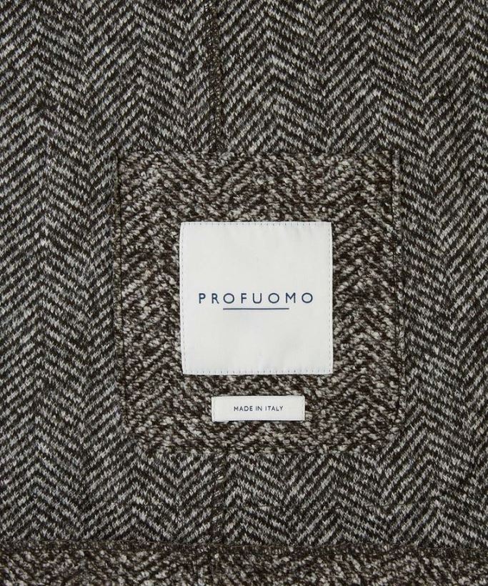 Kläder se Profuomo män fiskbensstickad jacka brun N8XR4416