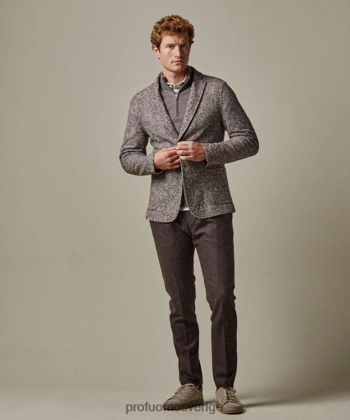 Kläder se Profuomo män melange stickad jacka brun N8XR4419