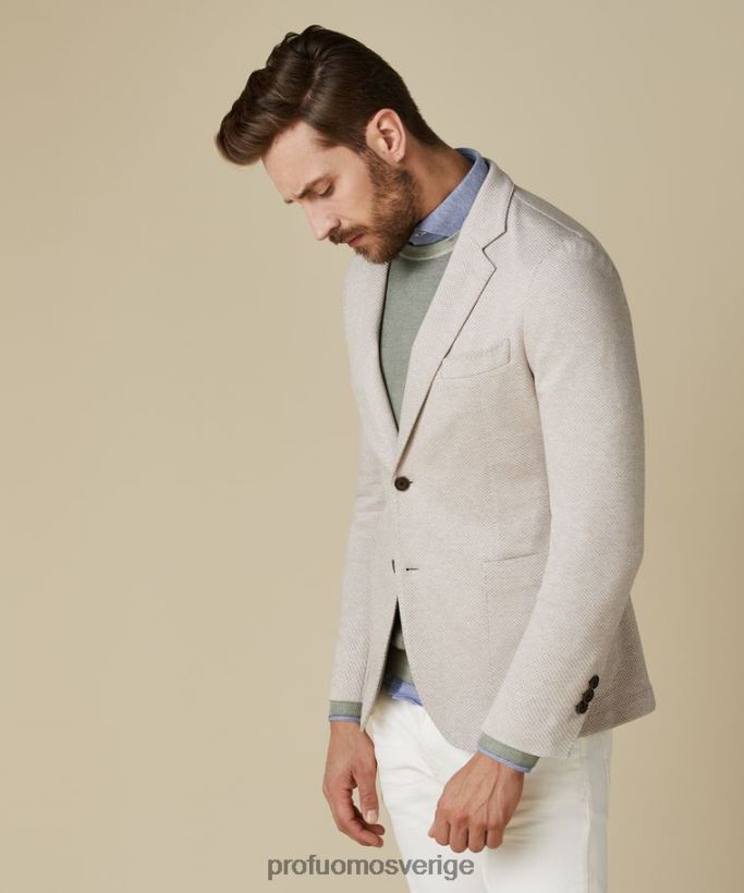 Kläder se Profuomo män stickad houndstooth jacka beige N8XR4424