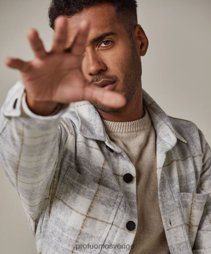 Kläder se Profuomo män rutig övertröja off-white N8XR4376