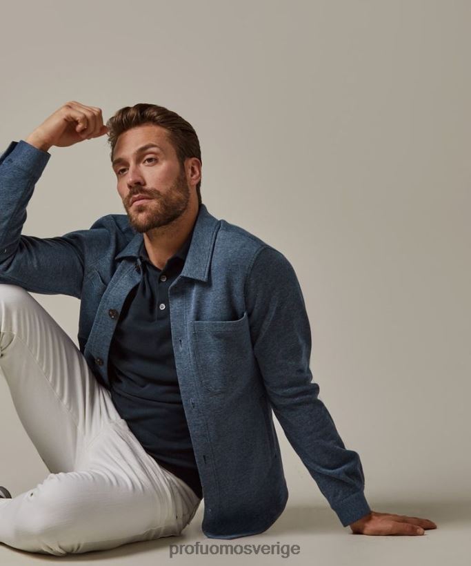 Kläder se Profuomo män stickad övertröja blå N8XR4382