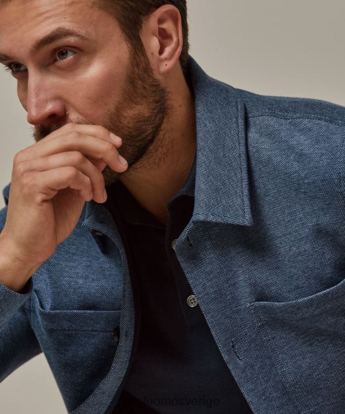 Kläder se Profuomo män stickad övertröja blå N8XR4382