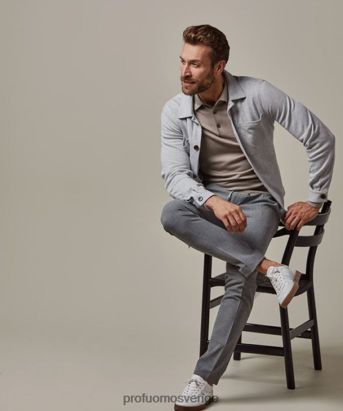 Kläder se Profuomo män stickad övertröja grå N8XR4388