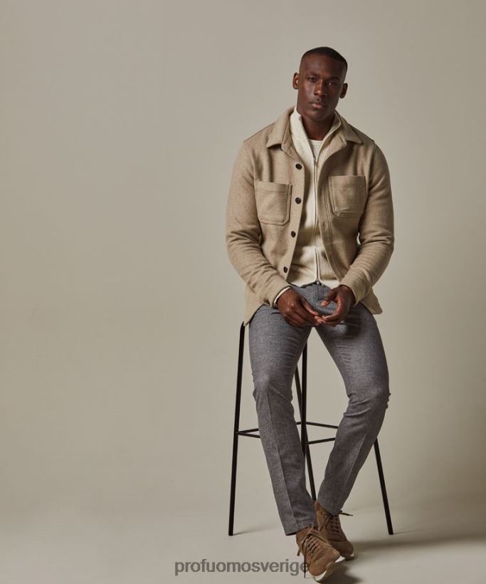 Kläder se Profuomo män ullskjorta beige N8XR4384